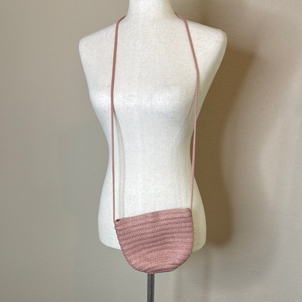 Pink Woven Crossbody Bag